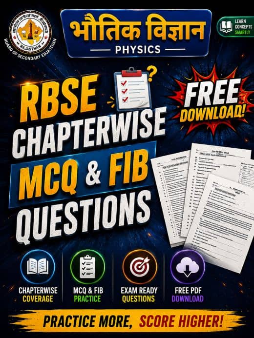 Free Physics MCQ Class 12 for RBSE Board Exams 2024 Hindi Medium, Download PDF