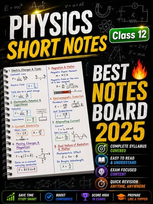 Class 12 physics chapter-wise short notes for RBSE board exams 2025